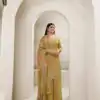 Yellow Viscose Chinon Embroidered Sequence Salwar Suit | Salwar suit, Casual Suits, Creative suits, Designer Suits, Palazzo Suits, Party Wear Suits, Patiala Suits, Straight Suits
