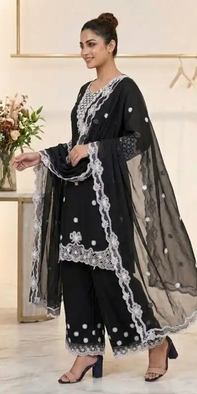 LG 2119 Black in Georgette Work Embroidery Work & Sequins Work Salwar Suit . Grab it for ₹1999. Delivery 4-6 Working Days. Shop now. | Jump Suits, Salwar suit, Casual Suits, Creative suits, Designer Suits, Palazzo Suits, Party Wear Suits, Patiala Suits, Straight Suits