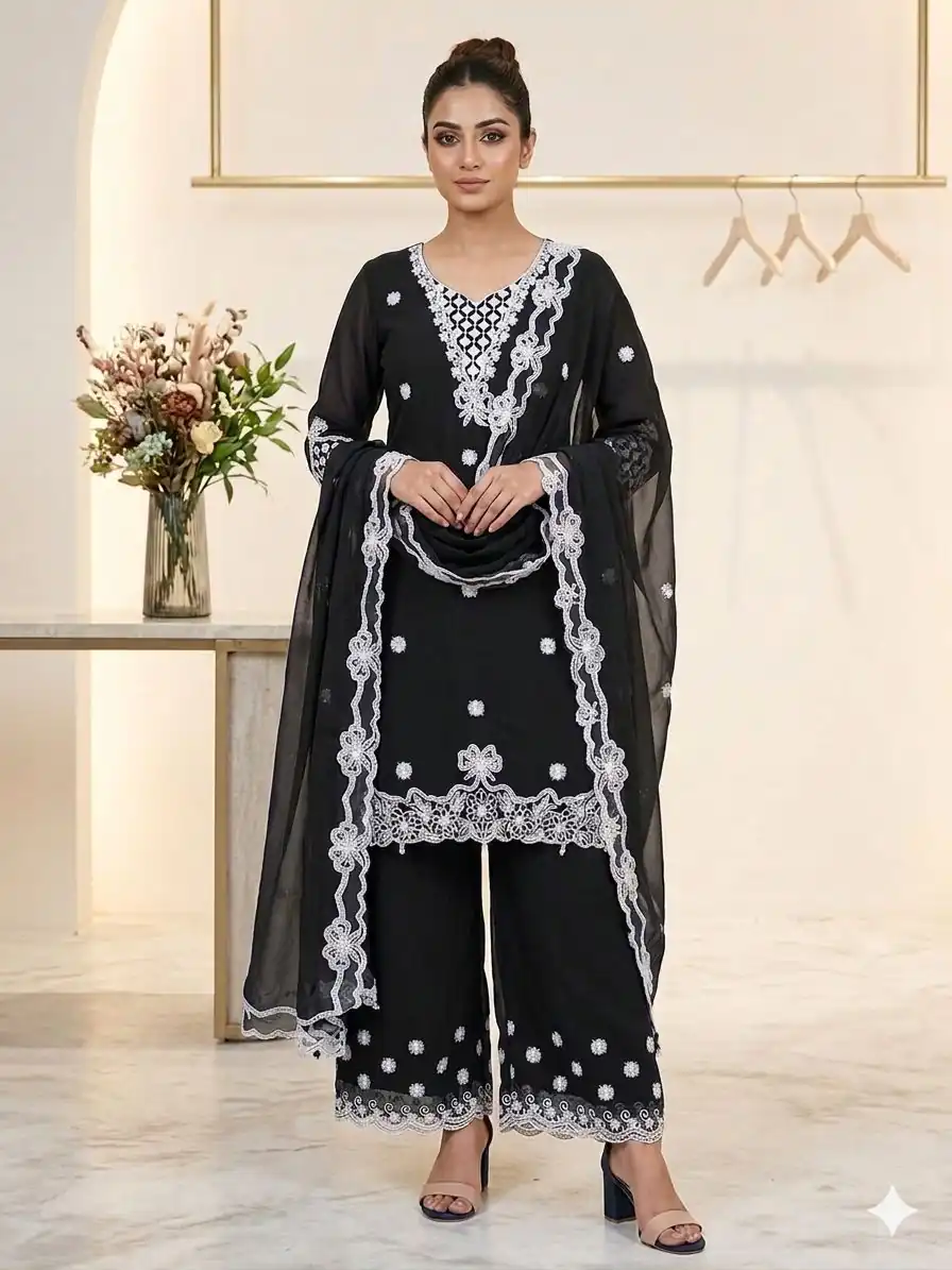 LG 2119 Black in Georgette Work Embroidery Work & Sequins Work Salwar Suit . Grab it for ₹1999. Delivery 4-6 Working Days. Shop now. | Jump Suits, Salwar suit, Casual Suits, Creative suits, Designer Suits, Palazzo Suits, Party Wear Suits, Patiala Suits, Straight Suits