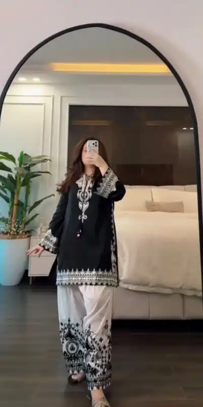 JF 044 Black Black Natural Crep Silk Salwar Suit with Embroidery Work & Digital Print. Now at just ₹2099. Delivery 4-6 Working Days. Shop now. | Jump Suits, Salwar suit, Casual Suits, Creative suits, Designer Suits, Palazzo Suits, Party Wear Suits, Patiala Suits, Straight Suits