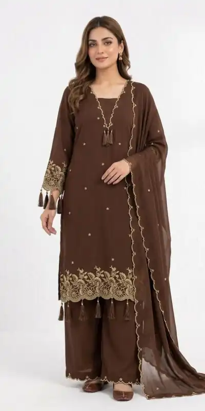 BE 481 Brown | Brown Rayon Salwar Suit with Embroidery Work & Lace Work. Affordable Price ₹1999. Delivery 4-6 Working Days. Shop now. | Jump Suits, Salwar suit, Casual Suits, Creative suits, Designer Suits, Palazzo Suits, Party Wear Suits, Patiala Suits, Straight Suits