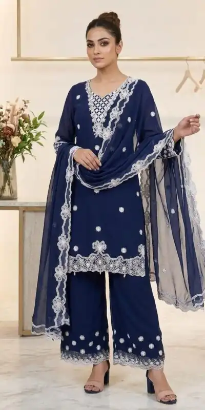 LG 2119 Navy Blue in Georgette Work Embroidery Work & Sequins Work Salwar Suit . Grab it for ₹1999. Delivery 4-6 Working Days. Shop now. | Jump Suits, Salwar suit, Casual Suits, Creative suits, Designer Suits, Palazzo Suits, Party Wear Suits, Patiala Suits, Straight Suits