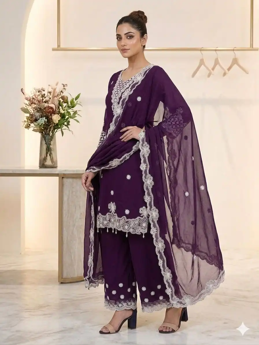 LG 2119 Wine in Georgette Work Embroidery Work & Sequins Work Salwar Suit . Grab it for ₹1999. Delivery 4-6 Working Days. Shop now. | Jump Suits, Salwar suit, Casual Suits, Creative suits, Designer Suits, Palazzo Suits, Party Wear Suits, Patiala Suits, Straight Suits