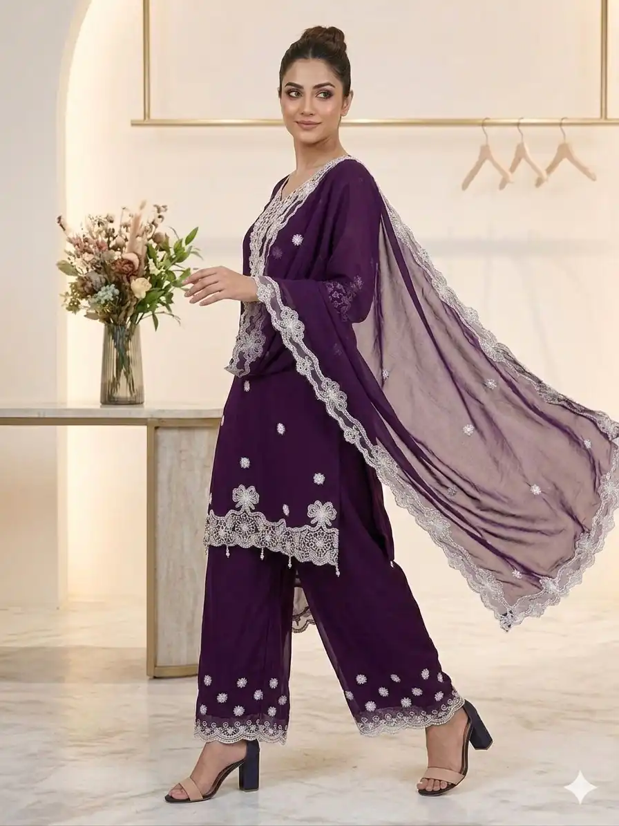 LG 2119 Wine in Georgette Work Embroidery Work & Sequins Work Salwar Suit . Grab it for ₹1999. Delivery 4-6 Working Days. Shop now. | Jump Suits, Salwar suit, Casual Suits, Creative suits, Designer Suits, Palazzo Suits, Party Wear Suits, Patiala Suits, Straight Suits