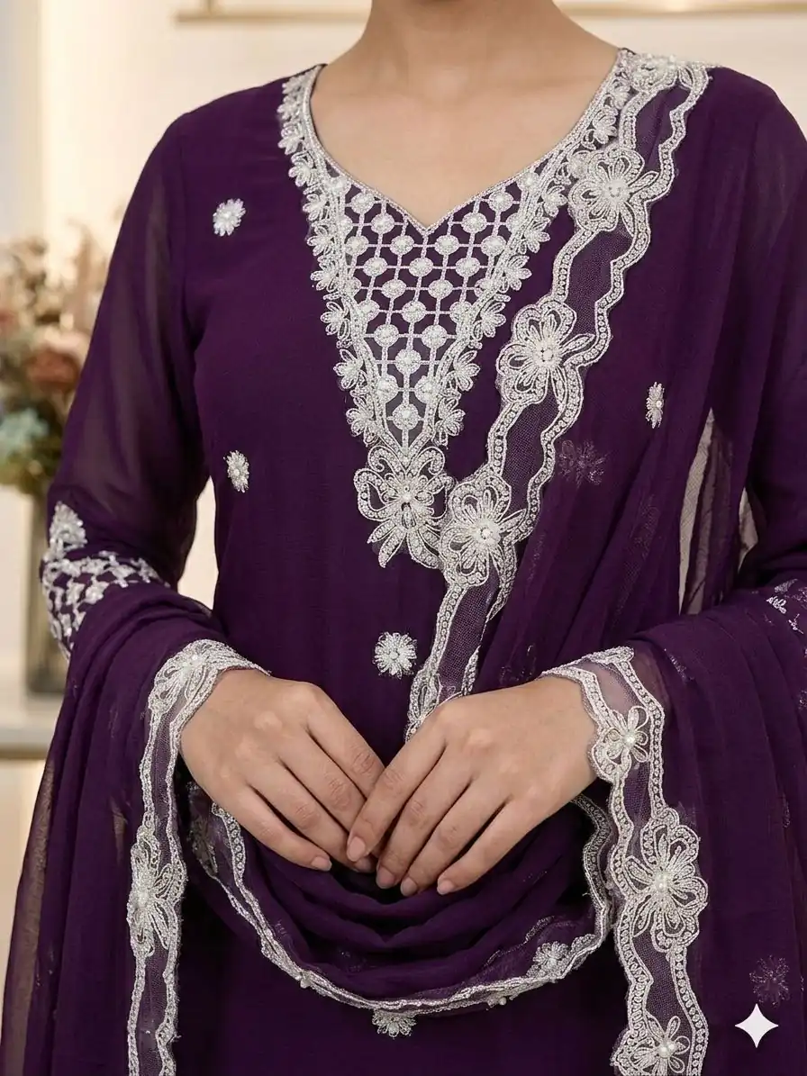 LG 2119 Wine in Georgette Work Embroidery Work & Sequins Work Salwar Suit . Grab it for ₹1999. Delivery 4-6 Working Days. Shop now. | Jump Suits, Salwar suit, Casual Suits, Creative suits, Designer Suits, Palazzo Suits, Party Wear Suits, Patiala Suits, Straight Suits