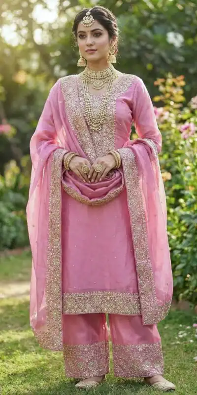 JF 040 Pink Fendy Silk Salwar Suitwith Embroidery Work & Lace Work. Now at just ₹2049. Delivery 4-6 Working Days. Shop now. | Jump Suits, Salwar suit, Casual Suits, Creative suits, Designer Suits, Palazzo Suits, Party Wear Suits, Patiala Suits, Straight Suits