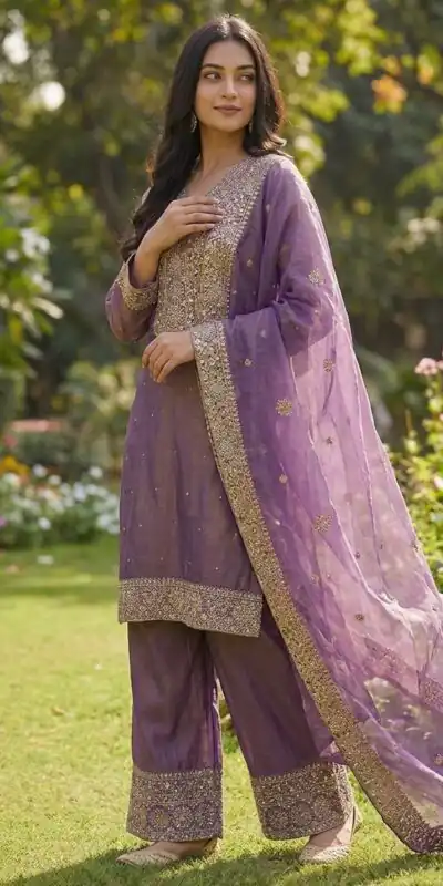 JF 040 Purple Fendy Silk Salwar Suitwith Embroidery Work & Lace Work. Now at just ₹2049. Delivery 4-6 Working Days. Shop now. | Jump Suits, Salwar suit, Casual Suits, Creative suits, Designer Suits, Palazzo Suits, Party Wear Suits, Patiala Suits, Straight Suits