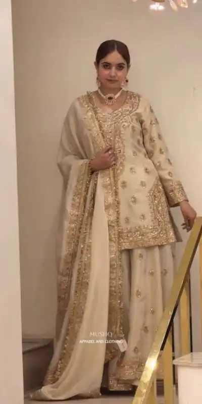 AD 236 Cream Color Chinon Silk Salwar Suit with Embroidery Work. Online Get it for ₹2149. Delivery 4-6 Working Days. Shop now. | Jump Suits, Salwar suit, Casual Suits, Creative suits, Designer Suits, Palazzo Suits, Party Wear Suits, Patiala Suits, Straight Suits