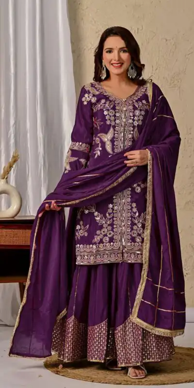 MD 3055 Wine Color Chinon Silk Salwar Suit with Embroidery Work. Online Get it for ₹2149. Delivery 4-6 Working Days. Shop now. | Jump Suits, Salwar suit, Casual Suits, Creative suits, Designer Suits, Palazzo Suits, Party Wear Suits, Patiala Suits, Straight Suits