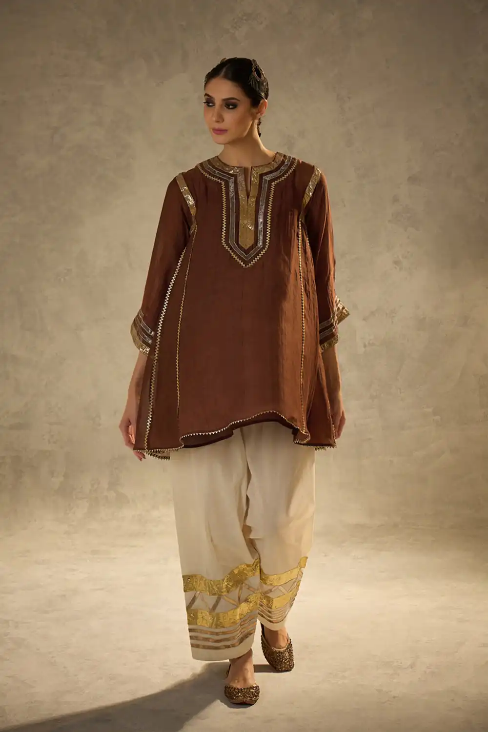 ST 1169 Rust Color Chinon Salwar Suit with Gotta Patti Work. Available at ₹1849 only. Delivery 4-6 Working Days. Shop now. | Jump Suits, Salwar suit, Casual Suits, Creative suits, Designer Suits, Palazzo Suits, Party Wear Suits, Patiala Suits, Straight Suits