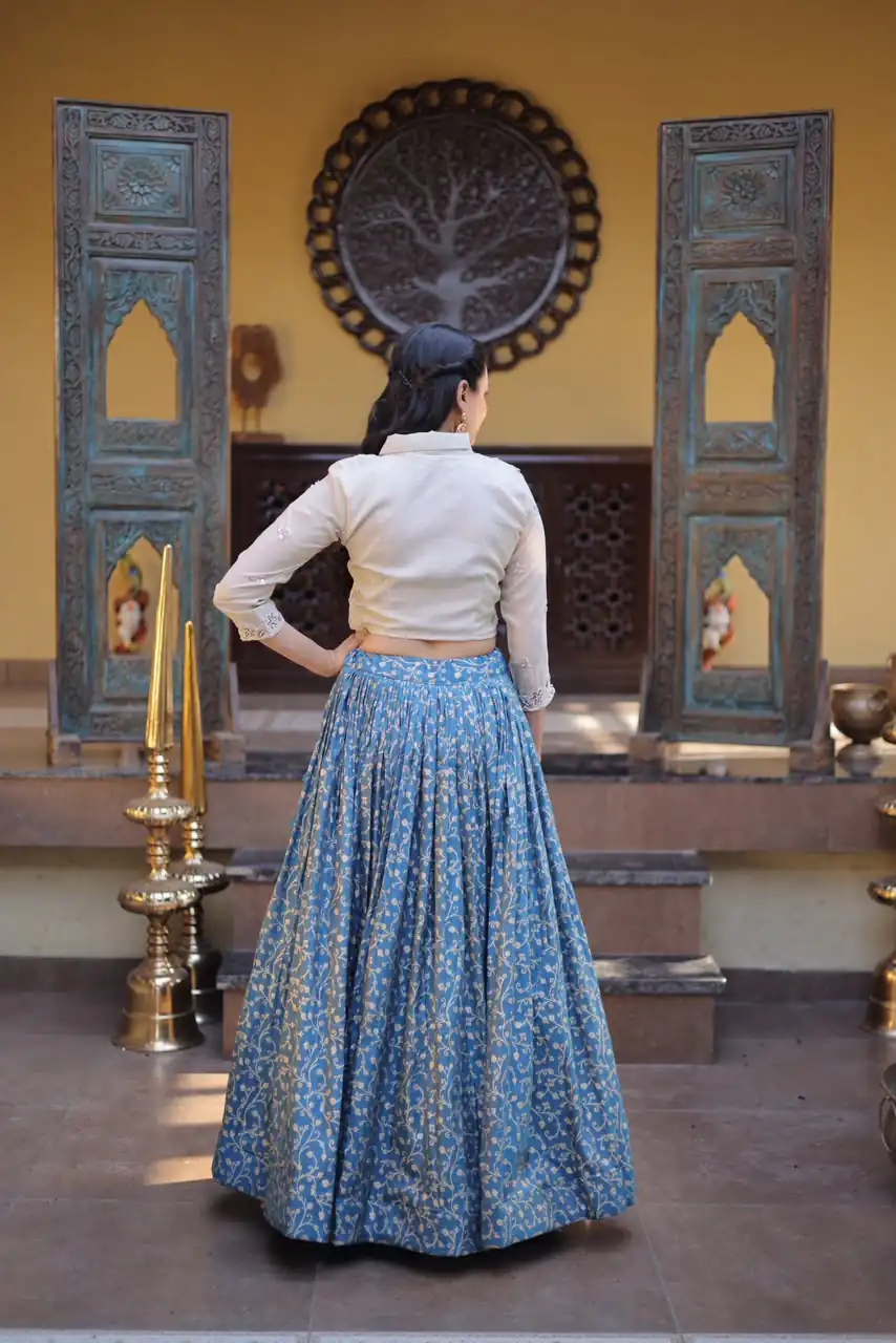 KA 5070 Teal | Cosmos Lehenga Choli with Embroidery Work & Bead Work. Available at ₹2599 only. Delivery 4-6 Working Days. Shop now. | Lehenga, Bollywood Lehenga, Creative Lehenga, Designer Lehenga, Embroidered Lehenga, Party Wear Lehenga