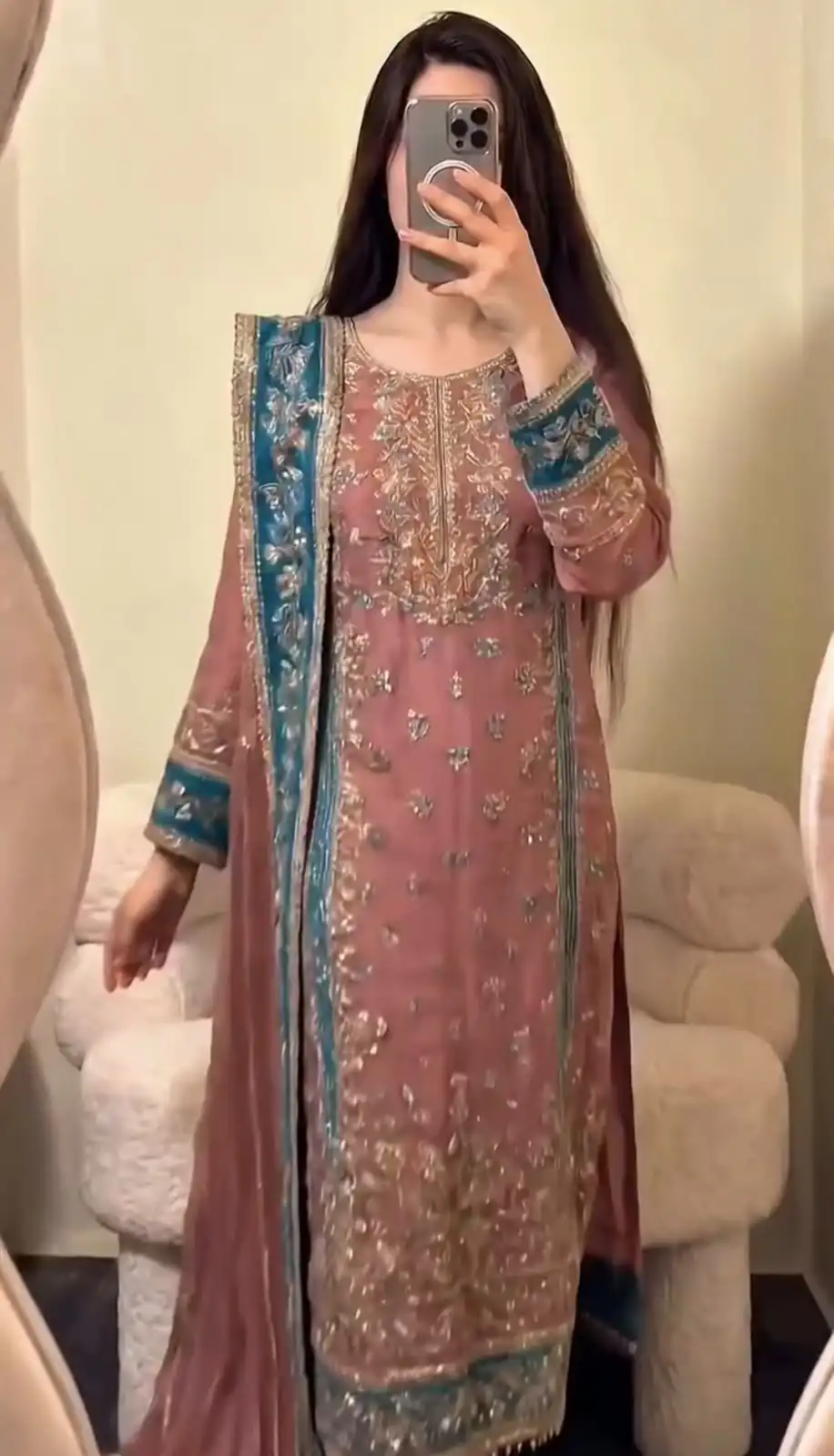 ZSR 3175 Peach Fox Georgette Salwar Suit with Embroidery Work & Sequins Work. Grab it for ₹2399. Delivery 4-6 Working Days. Shop now. | Jump Suits, Salwar suit, Casual Suits, Creative suits, Designer Suits, Palazzo Suits, Party Wear Suits, Patiala Suits, Straight Suits