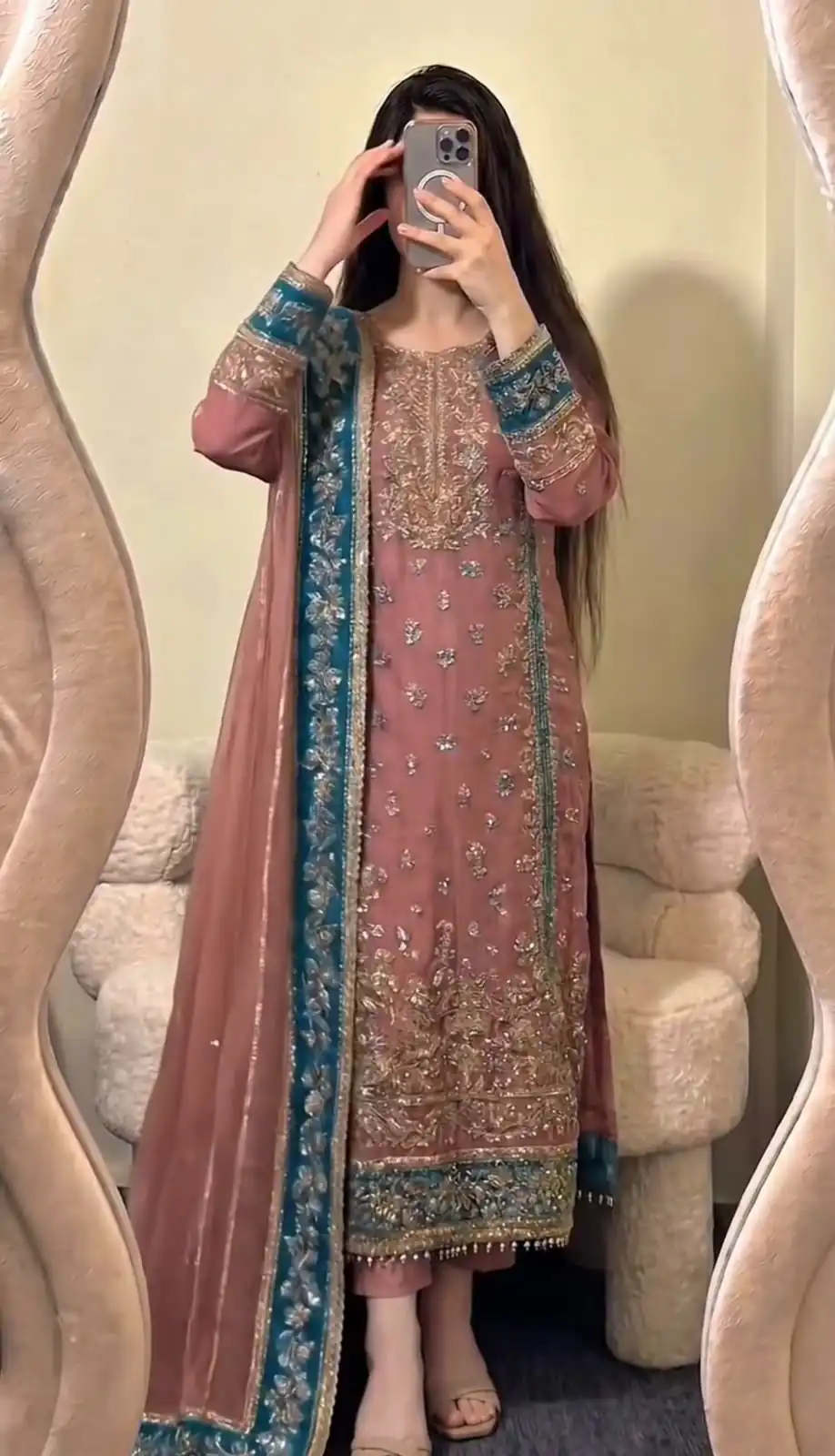 ZSR 3175 Peach Fox Georgette Salwar Suit with Embroidery Work & Sequins Work. Grab it for ₹2399. Delivery 4-6 Working Days. Shop now. | Jump Suits, Salwar suit, Casual Suits, Creative suits, Designer Suits, Palazzo Suits, Party Wear Suits, Patiala Suits, Straight Suits