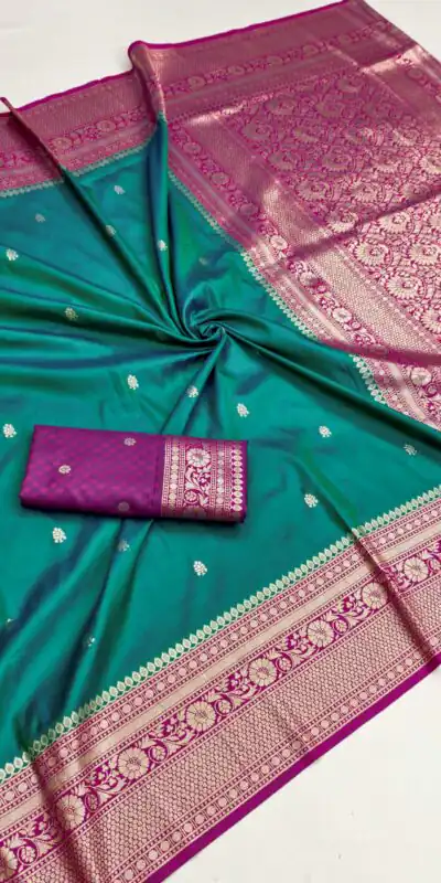 MB 6079 Firozi Soft Banarasi Silk Saree with Zari Work & Moti Work. Introductory Price ₹1949. Delivery 4-6 Working Days. Shop now. | Sarees, Bollywood Sarees, Creative Sarees, Designer Sarees, Embroidered Sarees, Ethnic Saree, Modern Digital sarees, Party Wear Sarees
