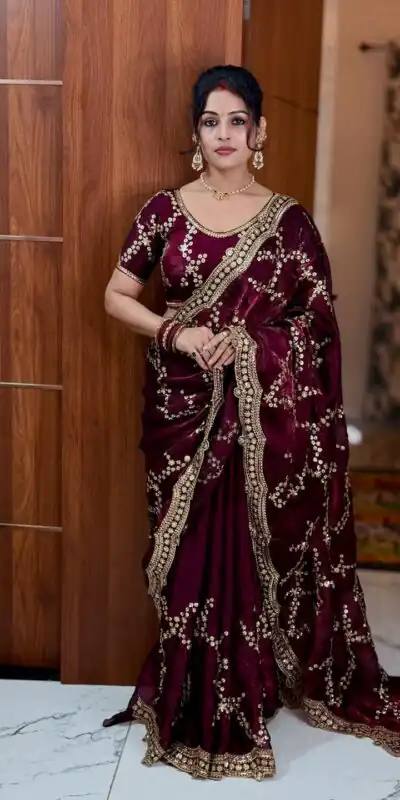 NC 5524 Maroon Color Space Silk Saree with Embroidery Work & Zari Work. Best Price ₹2149. Delivery 4-6 Working Days. Shop now. | Sarees, Bollywood Sarees, Creative Sarees, Designer Sarees, Embroidered Sarees, Ethnic Saree, Modern Digital sarees, Party Wear Sarees