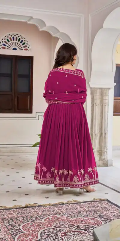 SP 31 Pink Faux Georgette Salwar Suit with Lace Work & Digital Print. Introductory Price ₹1999. Delivery 4-6 Working Days. Shop now. | Anarkali Suits, Bollywood Anarkali, Creative-Anarkali, Designer Anarkali, Embroidered Anarkali, Party Wear Anarkali, Salwar suit