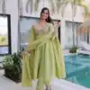 KA 1239 Pista Roman Silk Gown Perfect for Wedding, Party, Reception, Karwa Chauth, Baby Shower – . Now at just ₹2599. Delivery 4-6 Working Days. Shop | Gowns, Bollywood Gowns, Creative Gowns, Designer Gowns, Embroidered Gowns, Party Wear Gowns, Casual Suits