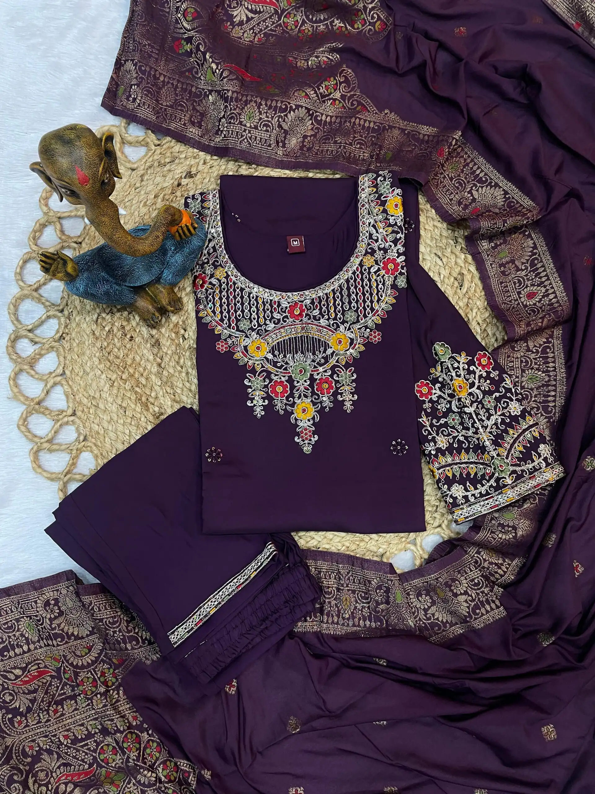 DIVA 125 | Wine Roman Silk Salwar Suit with Sequins Work & Embroidery Work. Available at ₹1799 only. Delivery 4-6 Working Days. Shop now. | Jump Suits, Salwar suit, Casual Suits, Creative suits, Designer Suits, Palazzo Suits, Party Wear Suits, Patiala Suits, Straight Suits