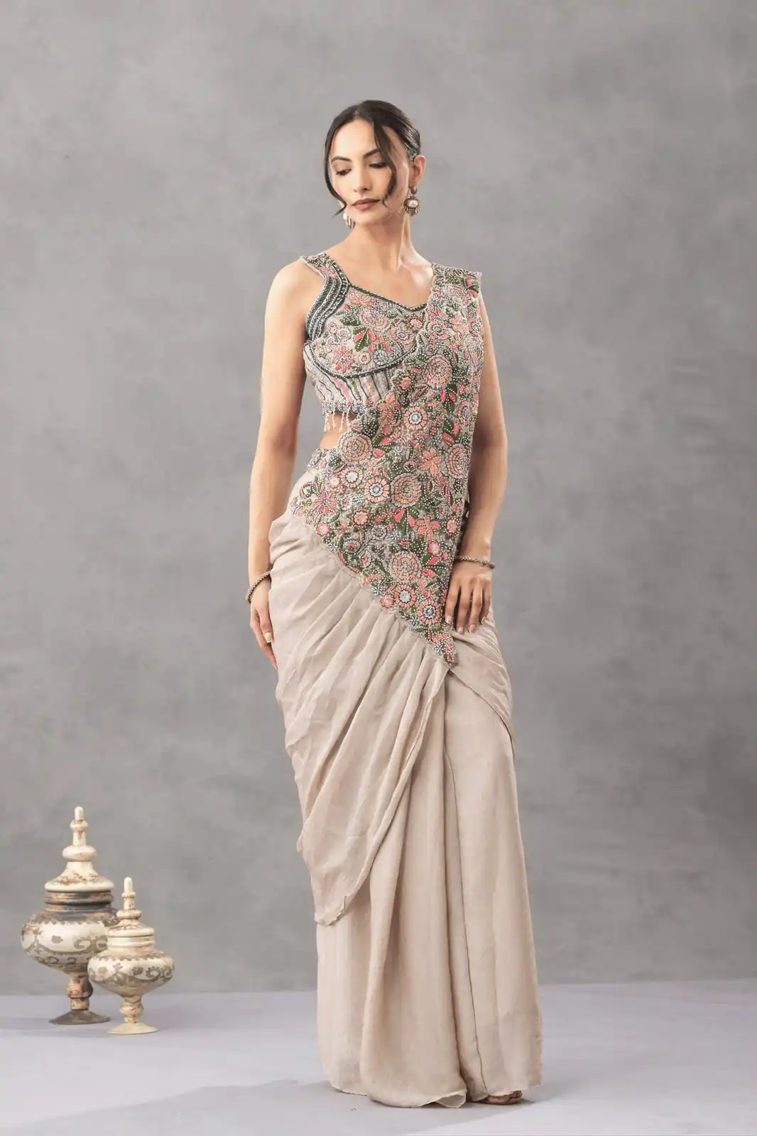 ST 1180 Chiku in Chiku Chinon. Embroidery Work Gorgeous Saree Wedding, Party, Festive, Events, Grab it for ₹1899. Delivery 4-6 Working Days. Shop now. | Sarees, Bollywood Sarees, Creative Sarees, Designer Sarees, Embroidered Sarees, Ethnic Saree, Modern Digital sarees, Party Wear Sarees