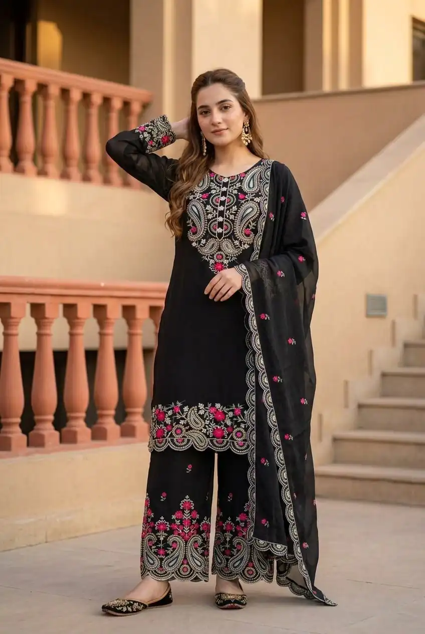 MT 1078 Black Roman Silk Salwar Suit Perfect for Wedding, Party, Ethnic Day, Anniversary, Diwali – . Now at just ₹2399. Delivery 4-6 Working Days. | Jump Suits, Salwar suit, Casual Suits, Creative suits, Designer Suits, Palazzo Suits, Party Wear Suits, Patiala Suits, Straight Suits