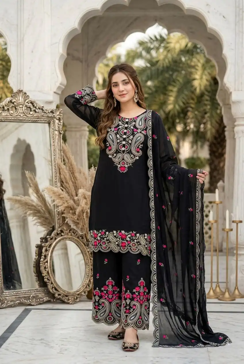 MT 1078 Black Roman Silk Salwar Suit Perfect for Wedding, Party, Ethnic Day, Anniversary, Diwali – . Now at just ₹2399. Delivery 4-6 Working Days. | Jump Suits, Salwar suit, Casual Suits, Creative suits, Designer Suits, Palazzo Suits, Party Wear Suits, Patiala Suits, Straight Suits