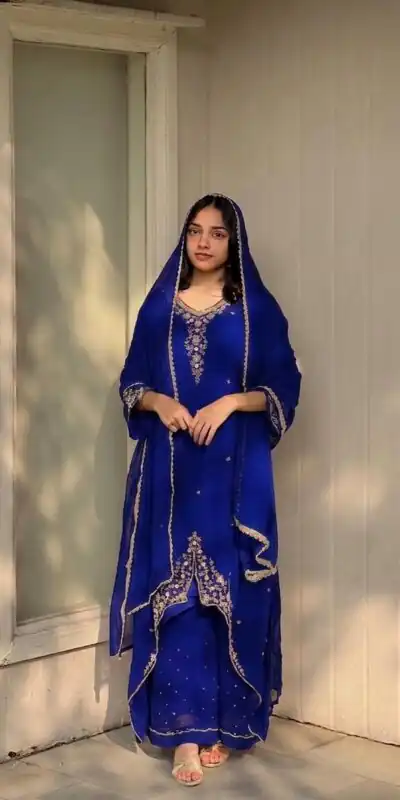 VLM 322 Blue Georgette Salwar Suit Perfect for Wedding, Party, Housewarming, Durga Puja, Festival Celebrations – . Grab it for ₹1949. Delivery 4-6 Workin | Jump Suits, Salwar suit, Casual Suits, Creative suits, Designer Suits, Palazzo Suits, Party Wear Suits, Patiala Suits, Straight Suits