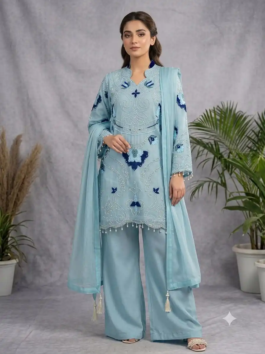 LG 2121 Blue Soft Organza Salwar Suit with Embroidery Work & Cut Work. Available at ₹2099 only. Delivery 4-6 Working Days. Shop now. | Jump Suits, Salwar suit, Casual Suits, Creative suits, Designer Suits, Palazzo Suits, Party Wear Suits, Patiala Suits, Straight Suits