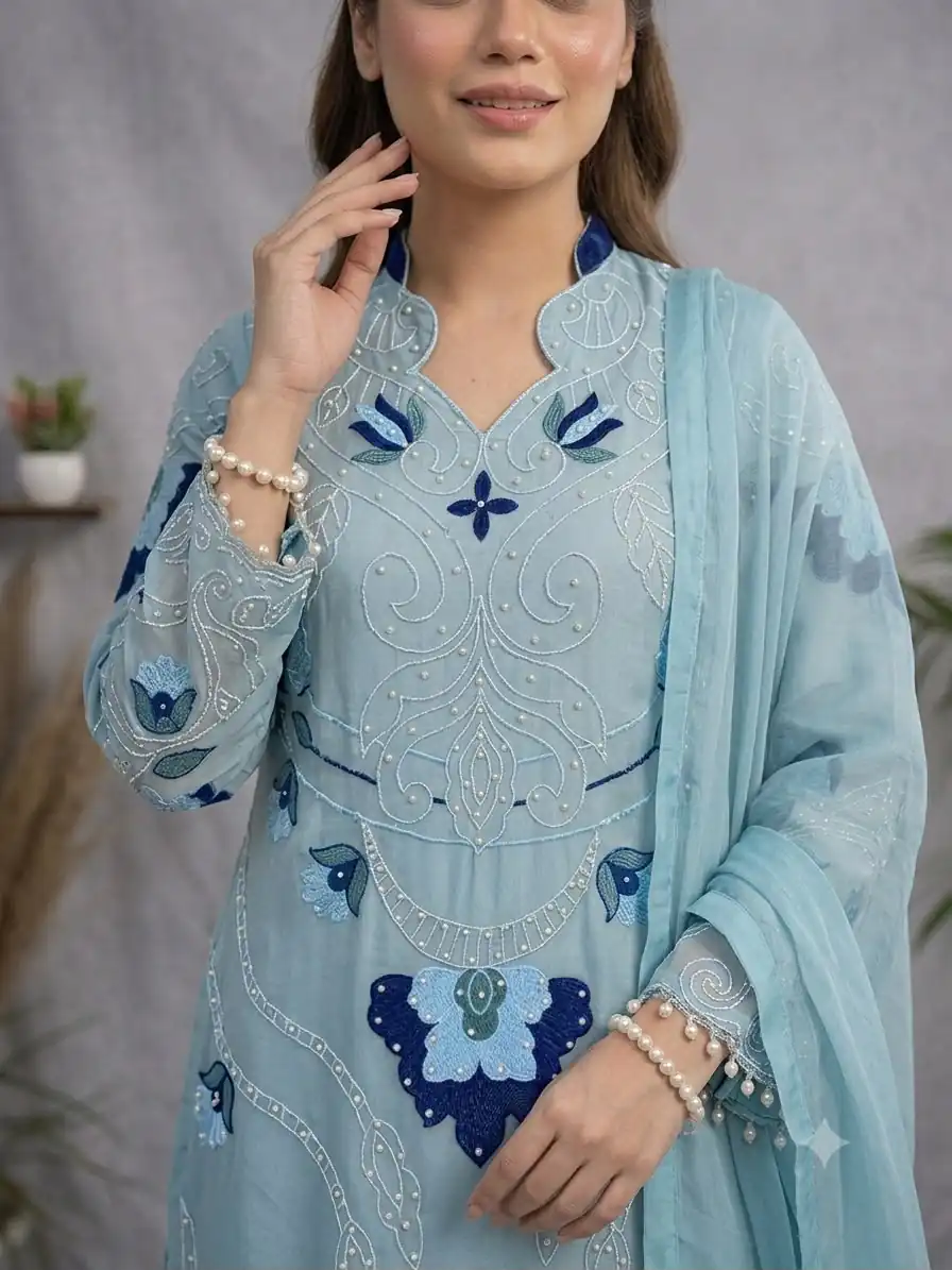 LG 2121 Blue Soft Organza Salwar Suit with Embroidery Work & Cut Work. Available at ₹2099 only. Delivery 4-6 Working Days. Shop now. | Jump Suits, Salwar suit, Casual Suits, Creative suits, Designer Suits, Palazzo Suits, Party Wear Suits, Patiala Suits, Straight Suits