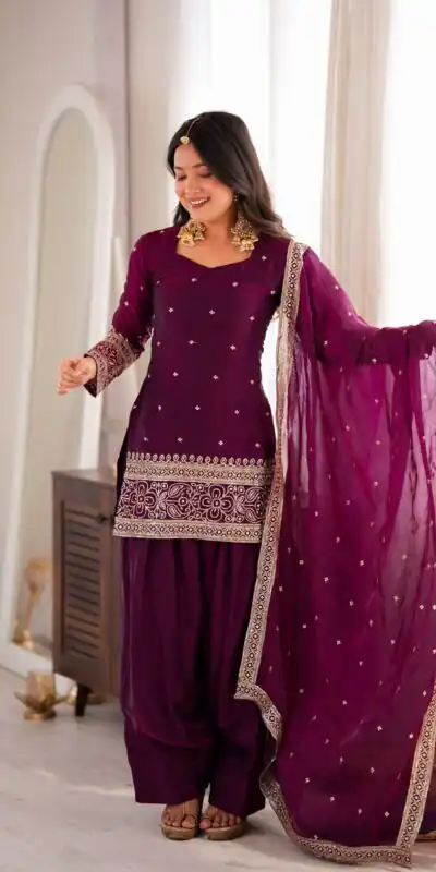 KB 310 Wine in Wine Fendy Silk Embroidery Work & Sequins Work Salwar Suit . Now at just ₹2049. Delivery 4-6 Working Days. Shop now. | Jump Suits, Salwar suit, Casual Suits, Creative suits, Designer Suits, Palazzo Suits, Party Wear Suits, Patiala Suits, Straight Suits