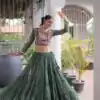 KA 5080 Green| Faux Georgette Lehenga Choli with Embroidery Work & Lace Work. Special Price ₹2499. Delivery 4-6 Working Days. Shop now. | Lehenga, Bollywood Lehenga, Creative Lehenga, Designer Lehenga, Embroidered Lehenga, Party Wear Lehenga