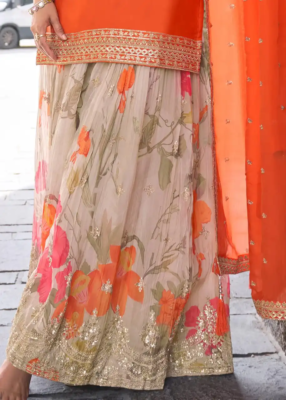 ZC KIARA Orange Chinon Silk Salwar Suit with Embroidery Work & Sequins Work. Grab it for ₹2399. Delivery 4-6 Working Days. Shop now. | Jump Suits, Salwar suit, Casual Suits, Creative suits, Designer Suits, Palazzo Suits, Party Wear Suits, Patiala Suits, Straight Suits