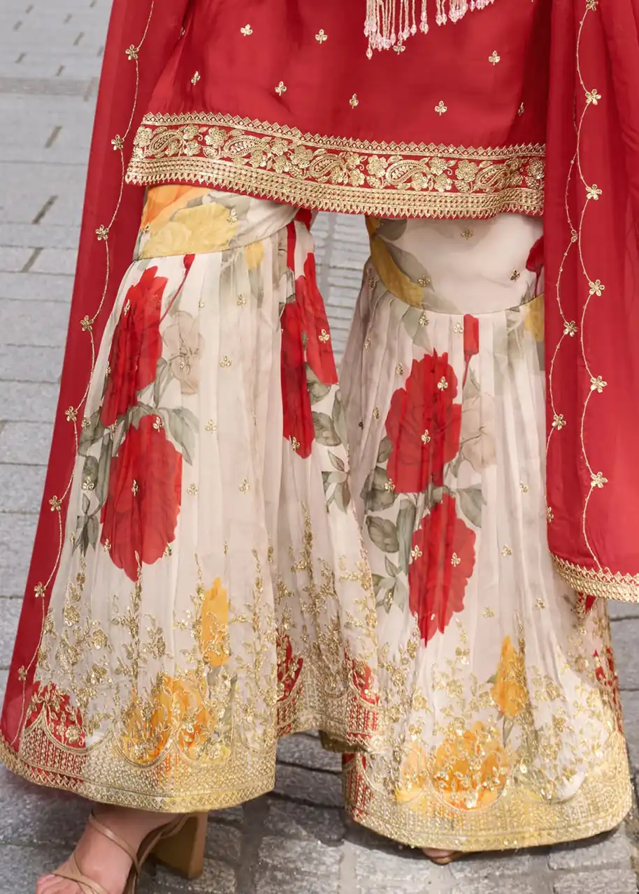 ZC KIARA Red Chinon Silk Salwar Suit with Embroidery Work & Sequins Work. Grab it for ₹2399. Delivery 4-6 Working Days. Shop now. | Jump Suits, Salwar suit, Casual Suits, Creative suits, Designer Suits, Palazzo Suits, Party Wear Suits, Patiala Suits, Straight Suits