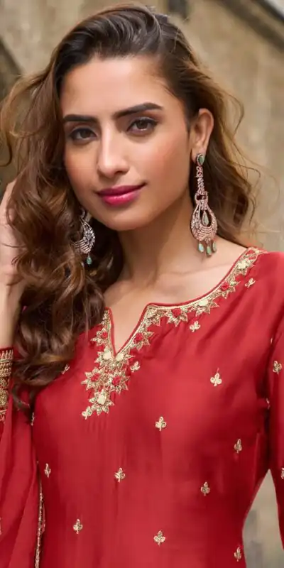 ZC KIARA Red Chinon Silk Salwar Suit with Embroidery Work & Sequins Work. Grab it for ₹2399. Delivery 4-6 Working Days. Shop now. | Jump Suits, Salwar suit, Casual Suits, Creative suits, Designer Suits, Palazzo Suits, Party Wear Suits, Patiala Suits, Straight Suits