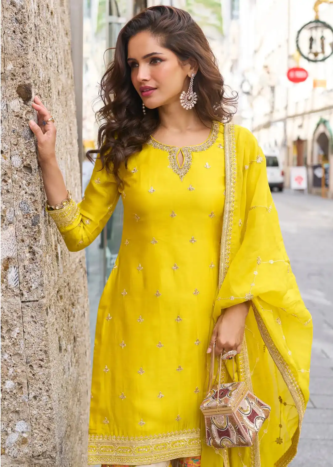ZC KIARA Yellow Chinon Silk Salwar Suit with Embroidery Work & Sequins Work. Grab it for ₹2399. Delivery 4-6 Working Days. Shop now. | Jump Suits, Salwar suit, Casual Suits, Creative suits, Designer Suits, Palazzo Suits, Party Wear Suits, Patiala Suits, Straight Suits