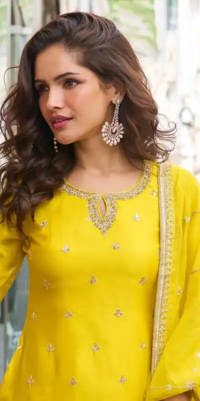 ZC KIARA Yellow Chinon Silk Salwar Suit with Embroidery Work & Sequins Work. Grab it for ₹2399. Delivery 4-6 Working Days. Shop now. | Jump Suits, Salwar suit, Casual Suits, Creative suits, Designer Suits, Palazzo Suits, Party Wear Suits, Patiala Suits, Straight Suits
