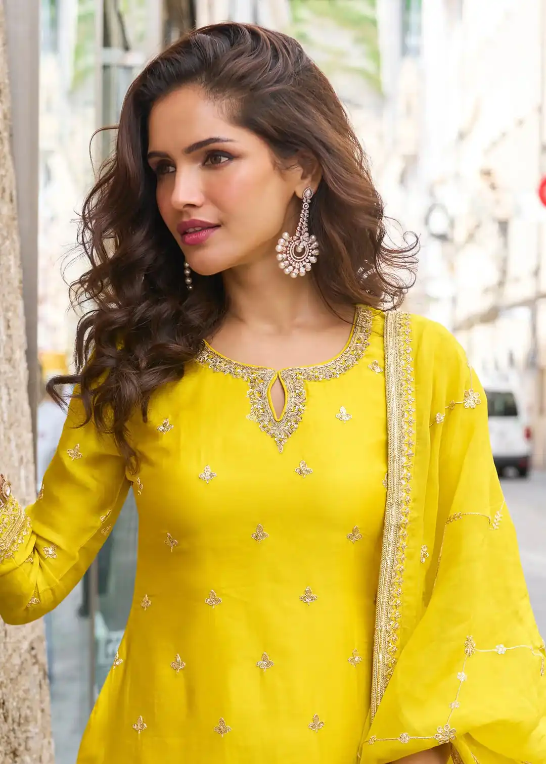 ZC KIARA Yellow Chinon Silk Salwar Suit with Embroidery Work & Sequins Work. Grab it for ₹2399. Delivery 4-6 Working Days. Shop now. | Jump Suits, Salwar suit, Casual Suits, Creative suits, Designer Suits, Palazzo Suits, Party Wear Suits, Patiala Suits, Straight Suits