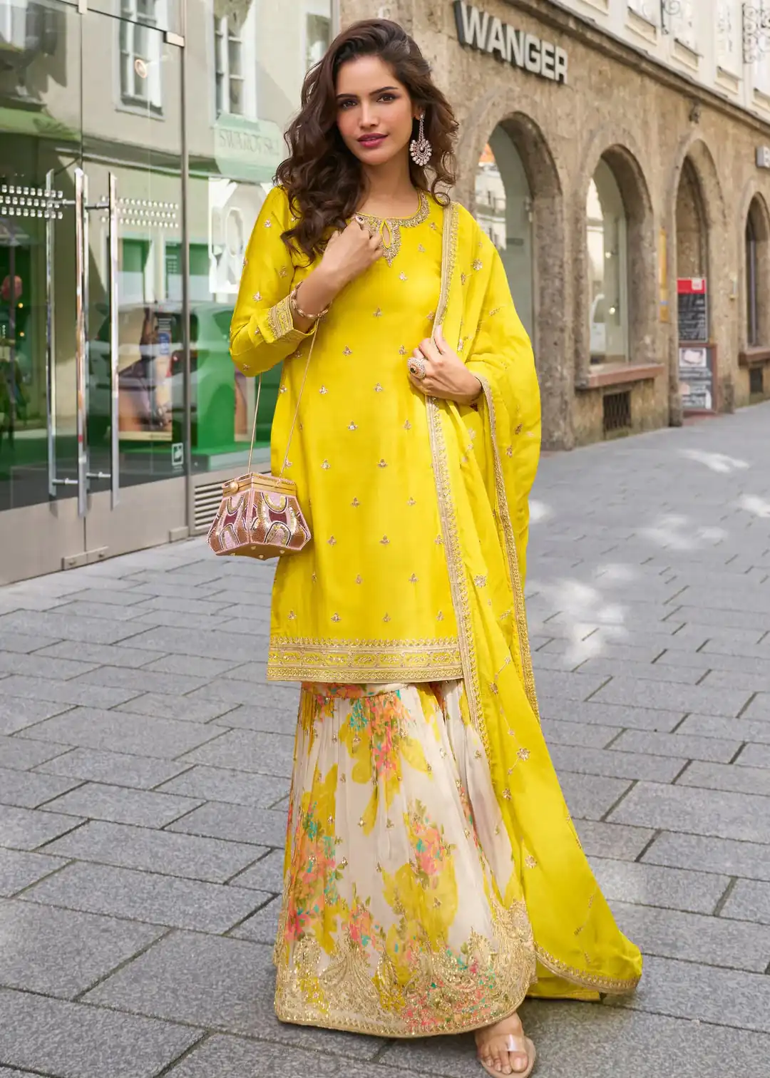 ZC KIARA Yellow Chinon Silk Salwar Suit with Embroidery Work & Sequins Work. Grab it for ₹2399. Delivery 4-6 Working Days. Shop now. | Jump Suits, Salwar suit, Casual Suits, Creative suits, Designer Suits, Palazzo Suits, Party Wear Suits, Patiala Suits, Straight Suits