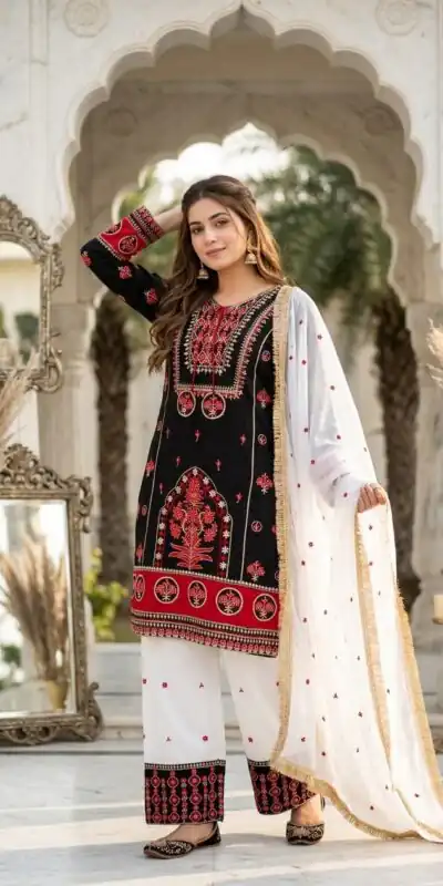 SKF 1731 Black Color Natural Crep Salwar Suit with Embroidery Work. Wedding, Party, Festive, Best Price ₹2149. Delivery 4-6 Working Days. Shop now. | Jump Suits, Salwar suit, Casual Suits, Creative suits, Designer Suits, Palazzo Suits, Party Wear Suits, Patiala Suits, Straight Suits