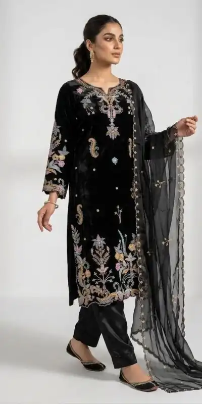 LG 2124 Black Color Roman Silk Salwar Suit with Embroidery Work. Available at ₹2149 only. Delivery 4-6 Working Days. Shop now. | Jump Suits, Salwar suit, Casual Suits, Creative suits, Designer Suits, Palazzo Suits, Party Wear Suits, Patiala Suits, Straight Suits