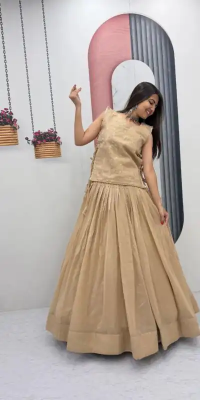 PC 569 Cream Color Crunchy Silk With Sequins Work Lehenga Choli . Special Price ₹2449. Delivery 4-6 Working Days. Shop now. | Lehenga, Bollywood Lehenga, Creative Lehenga, Designer Lehenga, Embroidered Lehenga, Party Wear Lehenga