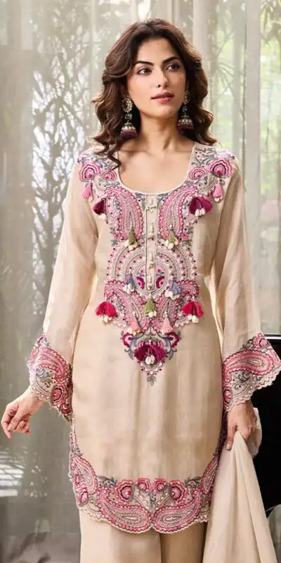 SRK 5348 Cream Color Georgette Mirror Embroidery Work Salwar Suit . Best Price ₹2399. Delivery 4-6 Working Days. Shop now. | Jump Suits, Salwar suit, Casual Suits, Creative suits, Designer Suits, Palazzo Suits, Party Wear Suits, Patiala Suits, Straight Suits