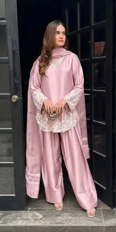 ZSR 3125 Pink Natural Crepp Silk With Embroidery Sequence Work Salwar Suit Perfect for Wedding, Party, Housewarming, Eid, Festival Celebrations | Jump Suits, Tops & Bottoms, Track Suits, Salwar suit, Casual Suits, Creative suits, Designer Suits, Palazzo Suits, Party Wear Suits, Patiala Suits, Straight Suits, Trendy Wear