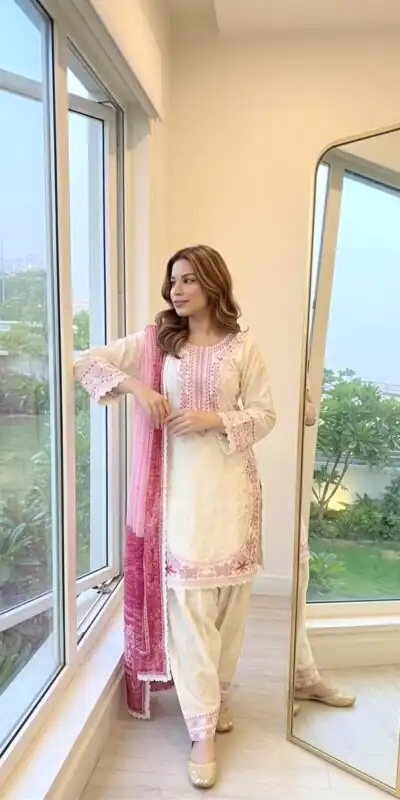 AD 233 White in White Satin Rayon Digital Print & Embroidery Work Salwar Suit . Festive Deal ₹2449. Delivery 4-6 Working Days. Shop now. | Jump Suits, Salwar suit, Casual Suits, Creative suits, Designer Suits, Palazzo Suits, Party Wear Suits, Patiala Suits, Straight Suits