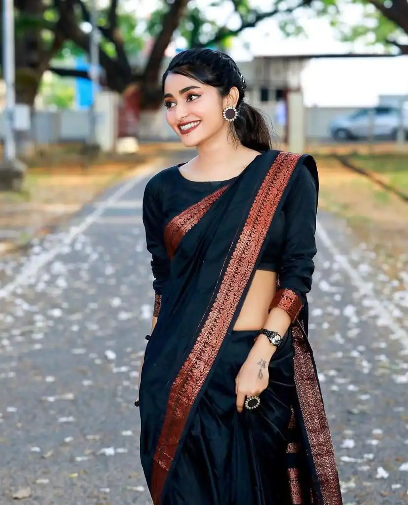 KPR 159 Black Soft Lichi Silk Cloth Saree Perfect for Wedding, Party, Family Gatherings, Sangeet, Ethnic Day – . Festive Deal ₹1349. Delivery 4-6 Workin | Sarees, Bollywood Sarees, Creative Sarees, Designer Sarees, Embroidered Sarees, Ethnic Saree, Modern Digital sarees, Party Wear Sarees
