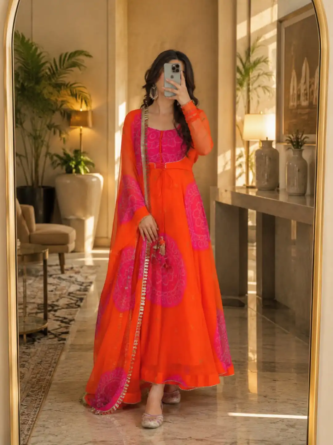 KD 1635 Orange | Orange Faux Georgette Salwar Suit with Lace Work & Digital Print. Introductory Price ₹2399. Delivery 4-6 Working Days. Shop now. | Anarkali Suits, Bollywood Anarkali, Creative-Anarkali, Designer Anarkali, Embroidered Anarkali, Party Wear Anarkali, Salwar suit