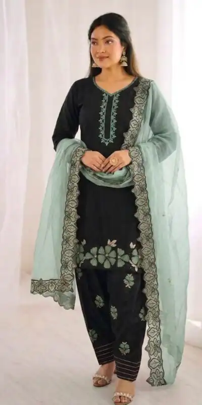 SR 1709 Pista Color Roman Silk Salwar Suit with Embroidery Work. Available at ₹2399 only. Delivery 4-6 Working Days. Shop now. | Jump Suits, Salwar suit, Casual Suits, Creative suits, Designer Suits, Palazzo Suits, Party Wear Suits, Patiala Suits, Straight Suits