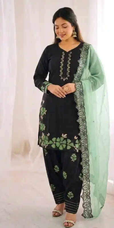 SR 1709 Pista Color Roman Silk Salwar Suit with Embroidery Work. Available at ₹2399 only. Delivery 4-6 Working Days. Shop now. | Jump Suits, Salwar suit, Casual Suits, Creative suits, Designer Suits, Palazzo Suits, Party Wear Suits, Patiala Suits, Straight Suits