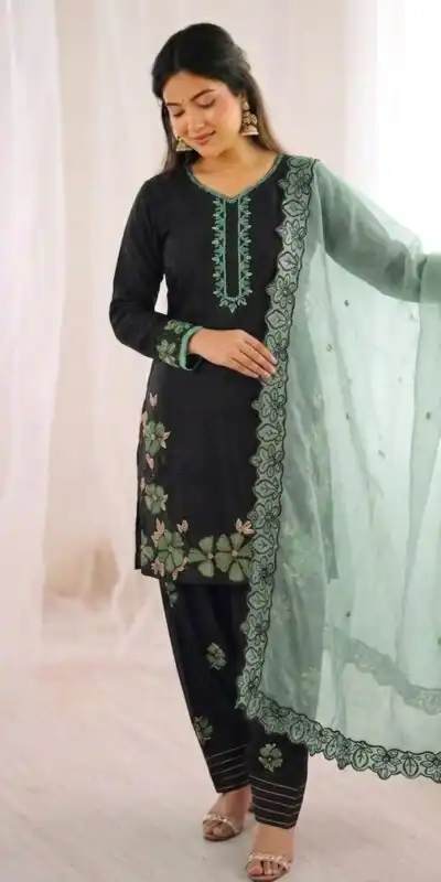 SR 1709 Pista Color Roman Silk Salwar Suit with Embroidery Work. Available at ₹2399 only. Delivery 4-6 Working Days. Shop now. | Jump Suits, Salwar suit, Casual Suits, Creative suits, Designer Suits, Palazzo Suits, Party Wear Suits, Patiala Suits, Straight Suits