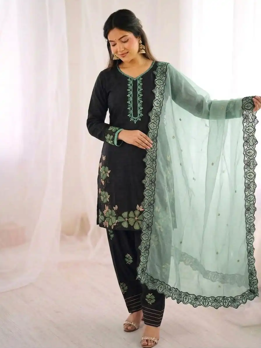 SR 1709 Pista Color Roman Silk Salwar Suit with Embroidery Work. Available at ₹2399 only. Delivery 4-6 Working Days. Shop now. | Jump Suits, Salwar suit, Casual Suits, Creative suits, Designer Suits, Palazzo Suits, Party Wear Suits, Patiala Suits, Straight Suits