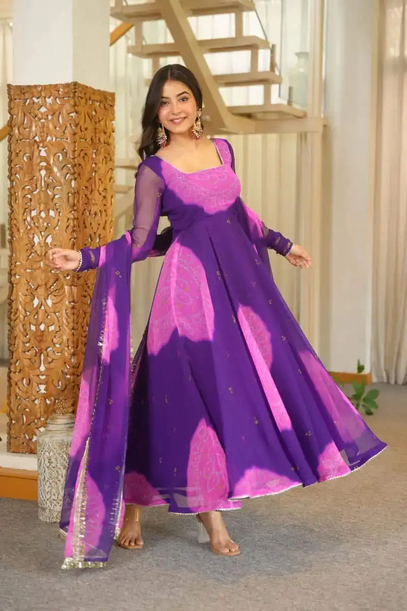 KD 1635 Purple | Faux Georgette Salwar Suit with Lace Work & Digital Print. Introductory Price ₹2399. Delivery 4-6 Working Days. Shop now. | Anarkali Suits, Bollywood Anarkali, Creative-Anarkali, Designer Anarkali, Embroidered Anarkali, Party Wear Anarkali, Salwar suit